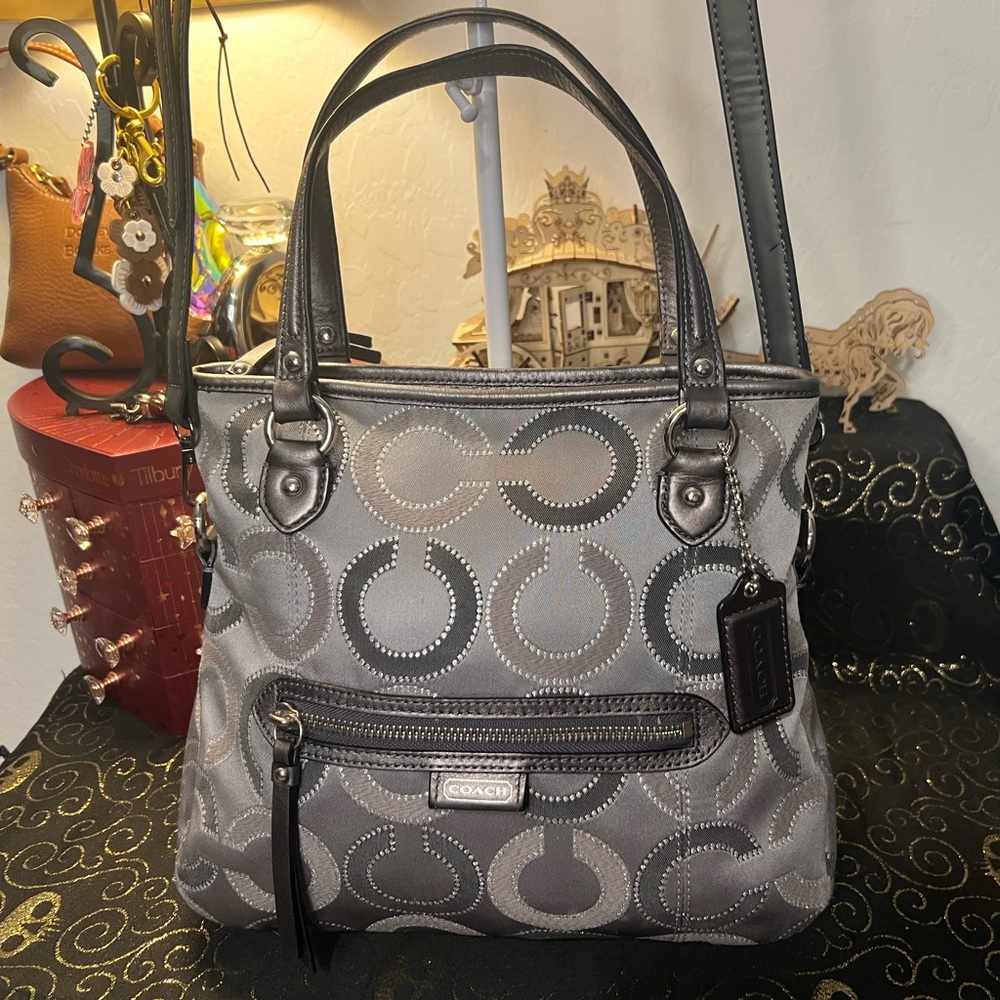 Coach 2013 Daisy Gray Op Art C Shoulder Crossbody Bag #J1373 29128E - Picture 2 of 16